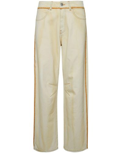 Palm Angels Contrast-trim Bleached Jeans - Natural
