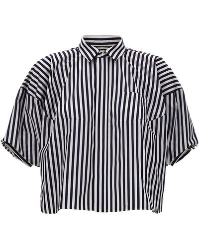Sacai Striped Poplin Shirt - Blue