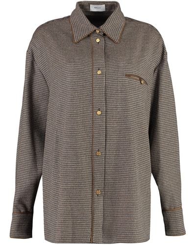 Bally Long Sleeve Wool Blend Shirt - Brown