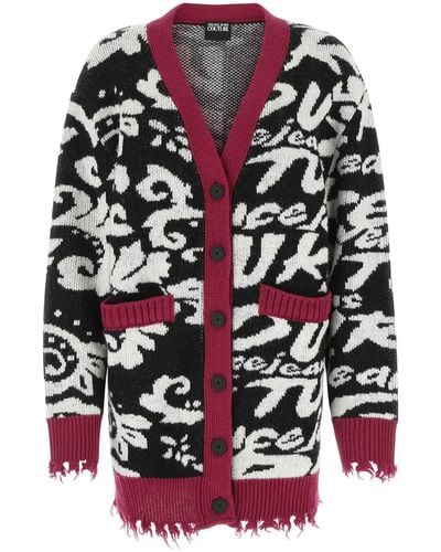 Versace Embroidered Wool And Acrylic Oversize Cardigan - Multicolour