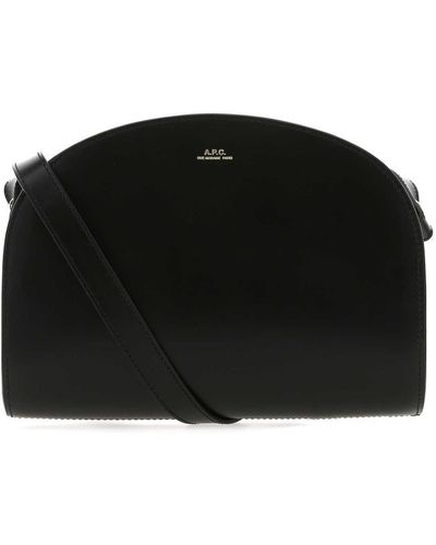A.P.C. Leather Demi Lune Shoulder Bag - Black