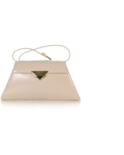 Prada Medium Handbag In Brushed Leather - Natural