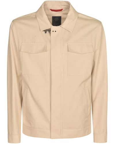 Fay Cargo Concealed Jacket - Natural