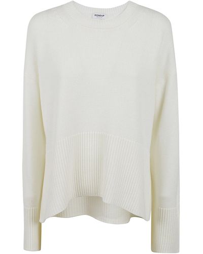 Dondup Loose Fit Crewneck Knit Sweater - White
