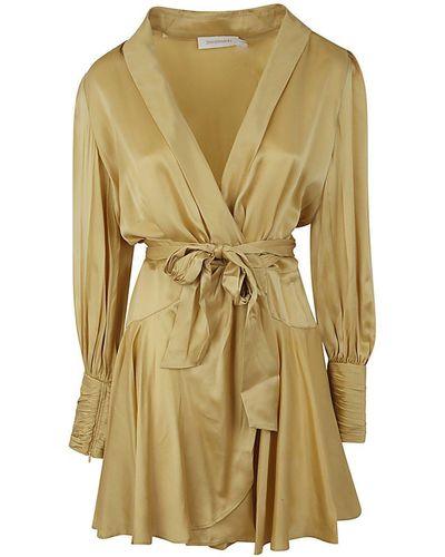 Zimmermann Silk Wrap Mini Dress Clothing - Metallic