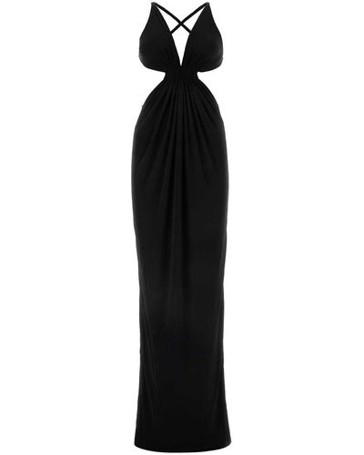Saint Laurent Crepe Long Dress - Black