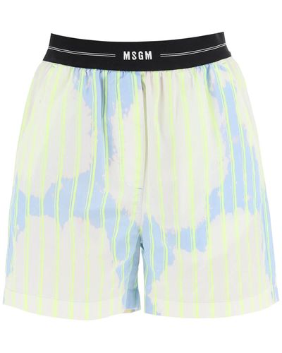 MSGM Bleached Cotton Shorts - Blue