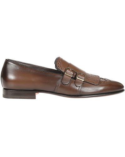 Santoni Double Monks Strap Shoes - Brown