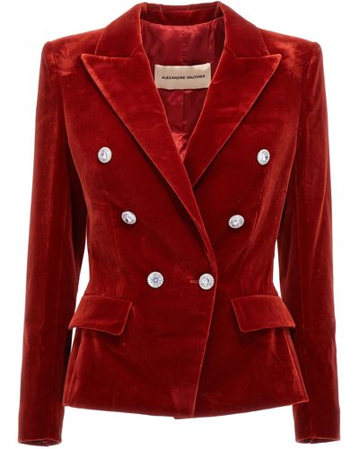 Alexandre Vauthier Double Breast Velvet Blazer Jacket Jackets - Red