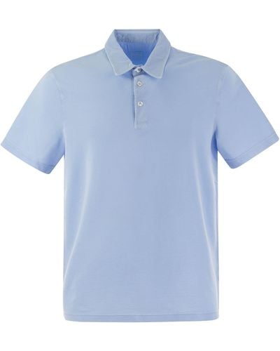Fedeli Short-Sleeved Cotton Polo Shirt - Blue