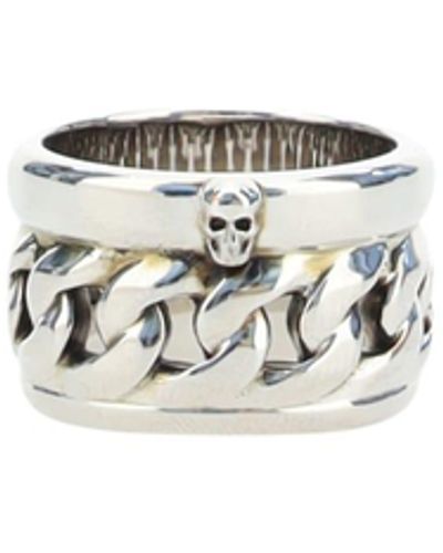 Alexander McQueen Dynamic Skull Ring - White