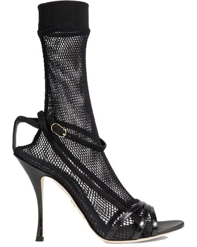 Dolce & Gabbana Suede Short Boots Sandals Shoes - Black