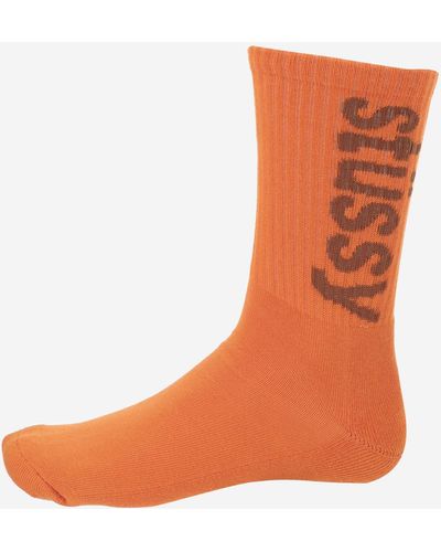 Stussy Cotton Blend Socks With Logo - Orange