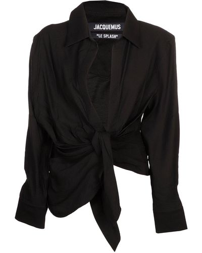 Jacquemus Bahlia Tie-Up Detailed Blouse - Black