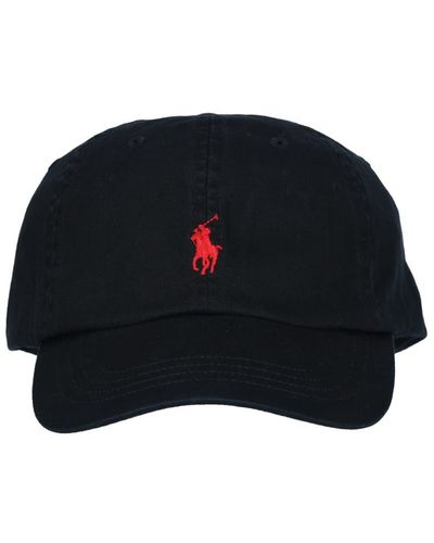 Polo Ralph Lauren Black & Red Cotton Chino Baseball Cap