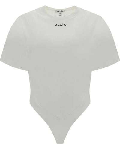 Alaïa Fluid T-Shirt Bodysuit - White