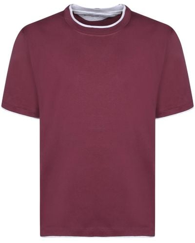 Brunello Cucinelli Contrasting Edges T-Shirt - Purple