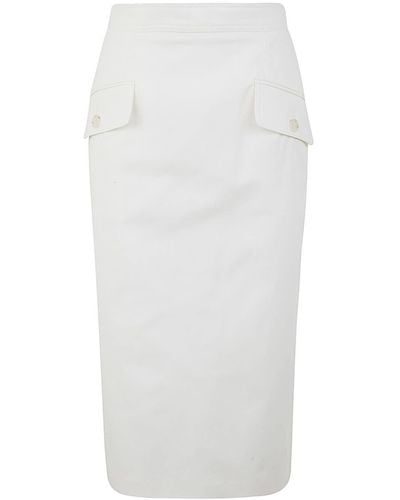 Alberta Ferretti Stretch Gabardine Skirt Clothing - White