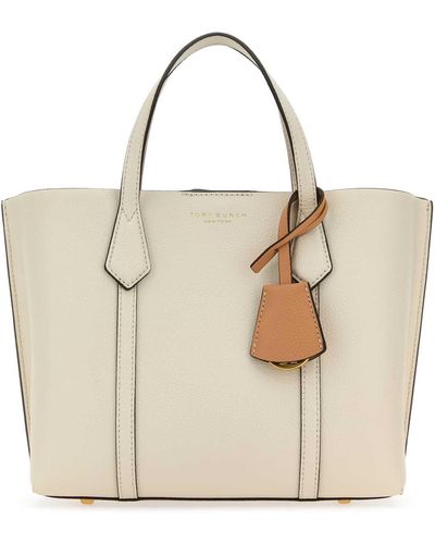Tory Burch Ivory Leather Perry Shopping Bag - Natural
