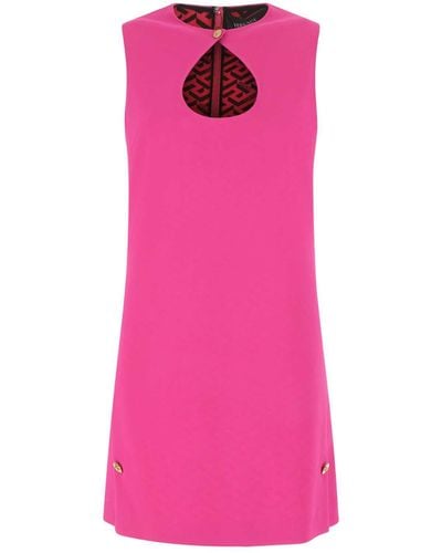 Versace Fuchsia Stretch Crepe Mini Dress - Pink