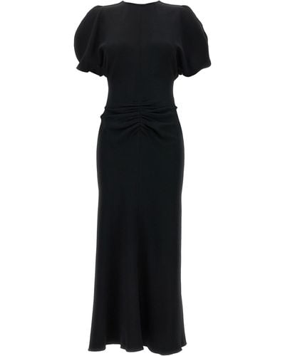 Victoria Beckham Gathered Waist Midi Dresses - Black