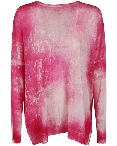 Avant Toi Side Slit Tie-Dye Sweater - Pink