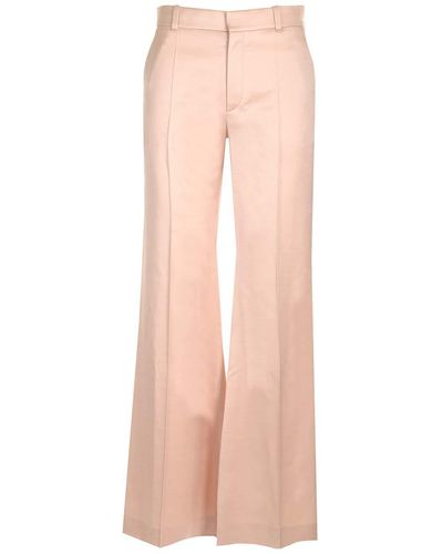 Chloé Wide-Leg Satin Trousers - Pink
