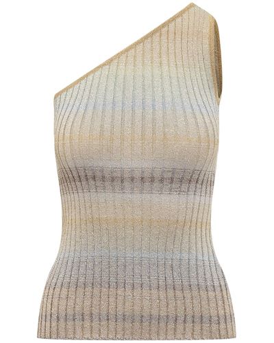 Missoni One-Shoulder Top With Metalized Filaments - Grey
