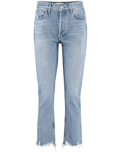 Agolde Riley Cropped Straight Leg Jeans - Blue