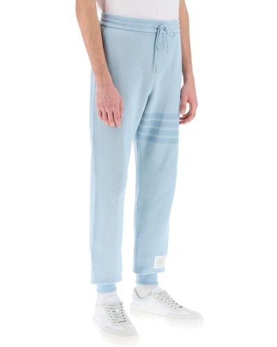 Thom Browne 4 Bar Joggers In Cotton Knit - Blue