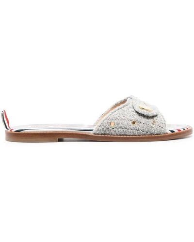 Thom Browne Tweed Slip-On Sandals - White