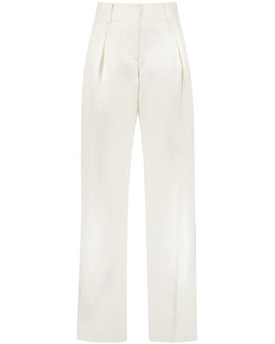 Ferragamo Silk And Linen Trousers - White