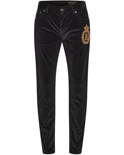 Dolce & Gabbana Velvet Ribbed Pants - Black
