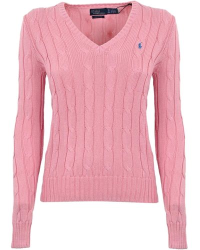 Polo Ralph Lauren Cable Knit Sweater With V-Neck - Pink