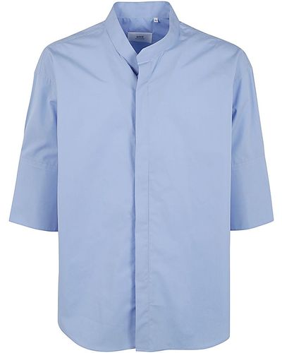 Ami Paris Mandarin Collar Shirt - Blue