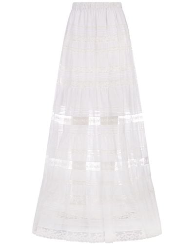 Ermanno Scervino Long Ramiè Skirt With Valencienne Lace - White