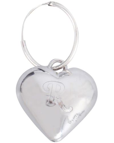 Raf Simons Small Heart Single Earrings With R - White