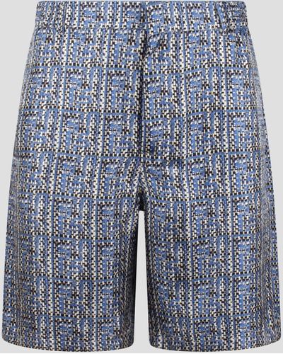 Fendi Ff Silk Shorts - Blue