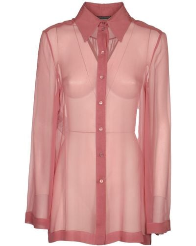 Alberta Ferretti Sheer Silk Shirt - Pink