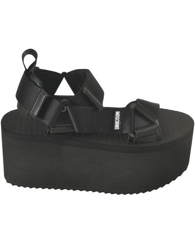Moschino Strappy Wedge Sandals - Black