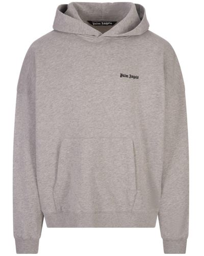 Palm Angels Hoodie With Logo On Chest And Hood - Grey