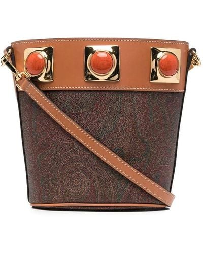 Etro Paisley Satchel With Studs - Brown