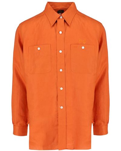 Needles 'work Shirt' Linen Shirt - Orange