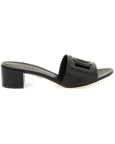 Dolce & Gabbana Dg Cut-out Leather Sandals - Black