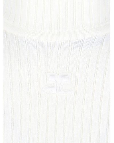 Courreges Logo Ribbed Top - White