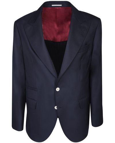 Brunello Cucinelli Single-Breasted Dark Jacket - Blue