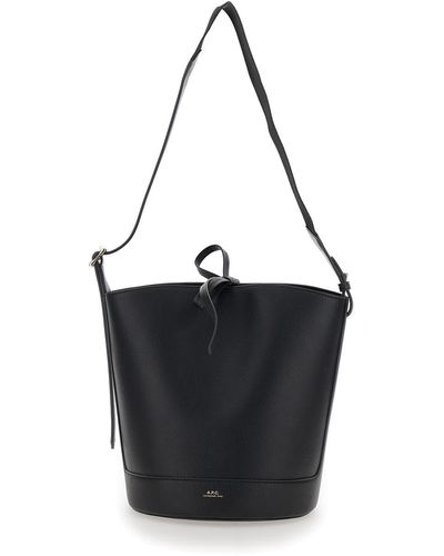 A.P.C. Ana Noisette Bucket Bag With Laminated Logo - Black