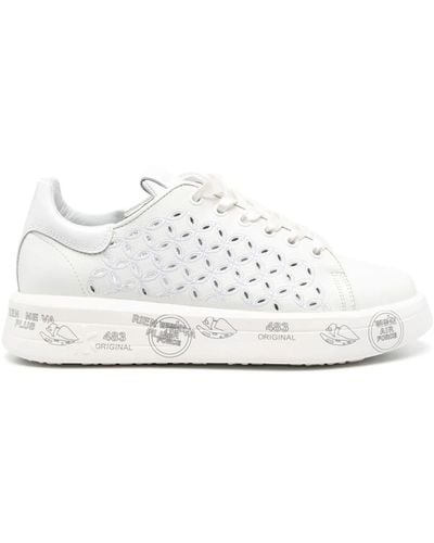 Premiata Belle Lace-Up Leather Sneakers - White