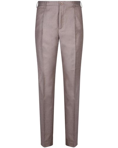 Incotex Diagonal Wool Trousers - Grey