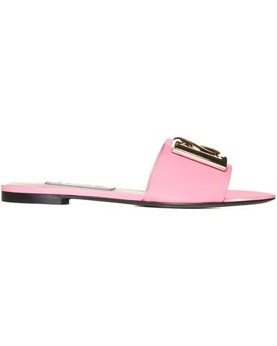 Dolce & Gabbana Dg Logo Patent Sandal - Pink
